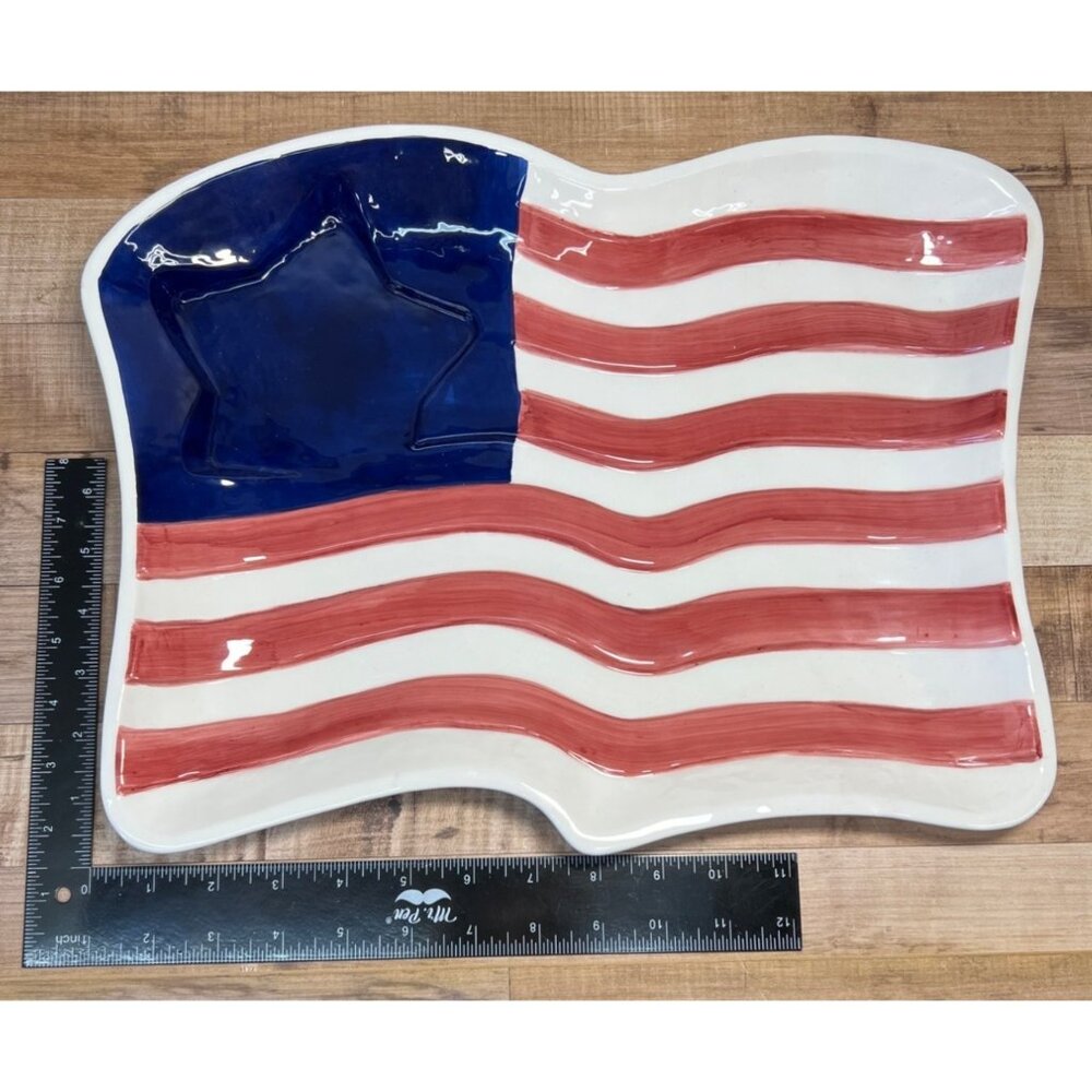 Stars and Stripes Serving ceramic tray Boston warehouse CO.